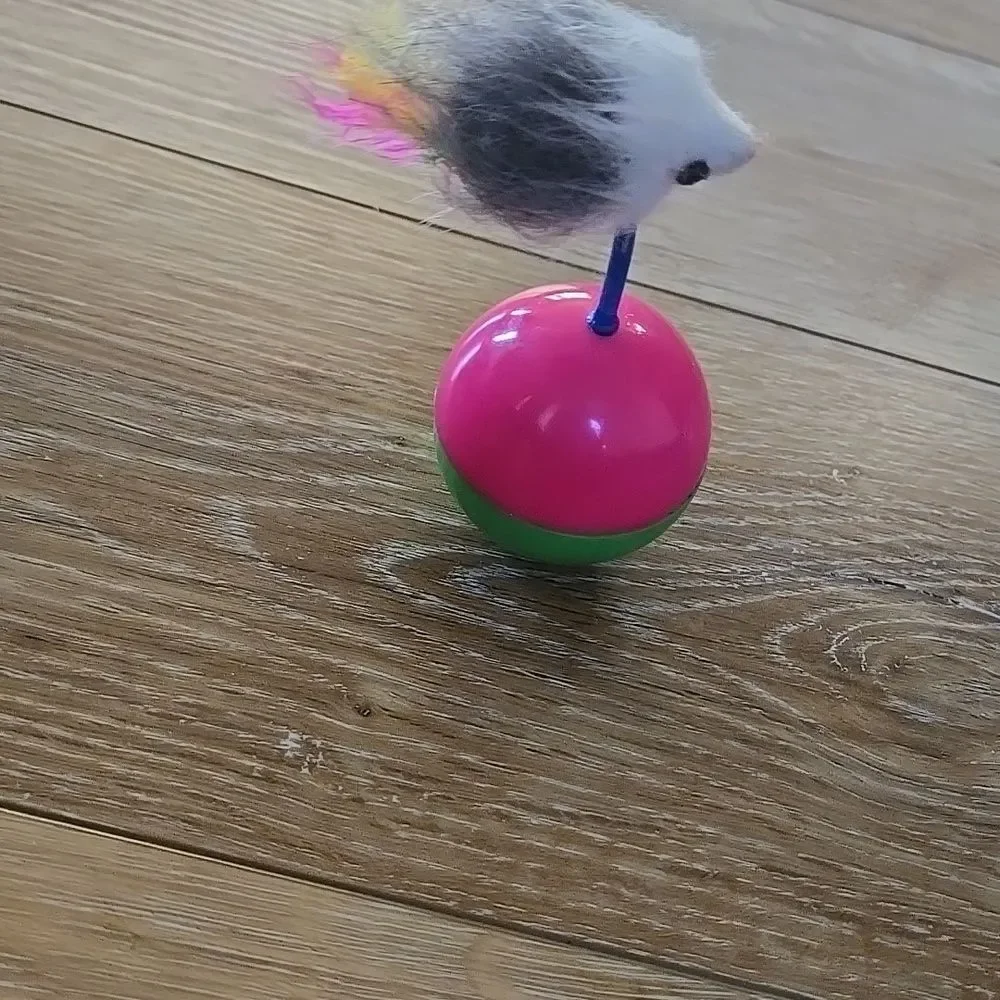 Interactive Furry Toy for Small Pets Pink Feather Toys Cat Kitty Colorful